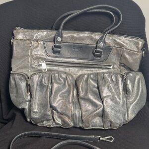 MZ Wallace Metallic Silver and Black Shoulder Bag